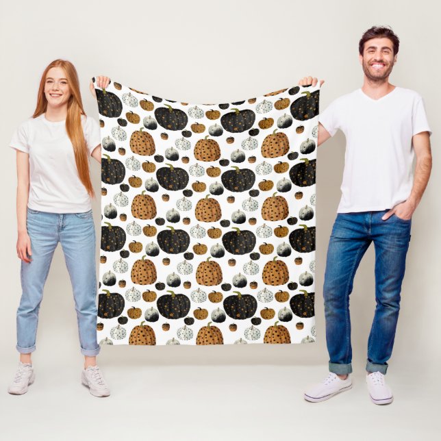 Cute Polka Dot Pumpkins Design Fleece Blanket (In Situ)