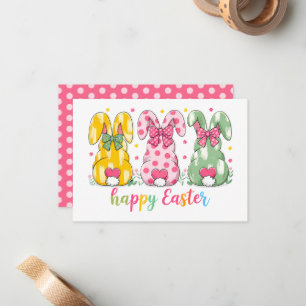 Cute Polka Dot Rabbits Easter Personalized Card