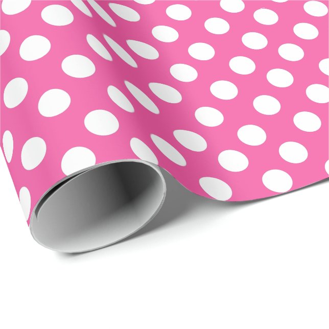 Cute Polka Dot Seamless Pattern on Pink Background Wrapping Paper (Roll Corner)