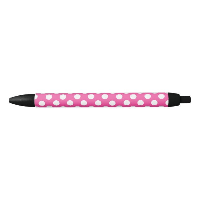 Cute Polka Dot Seamless Pattern on Pink Black Ink Pen (Front)