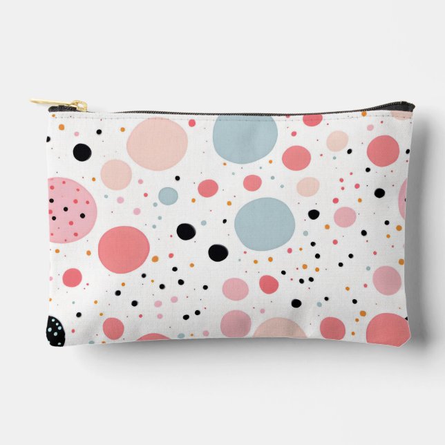 Cute polka dot spotty pattern white accessory pouch (Front)