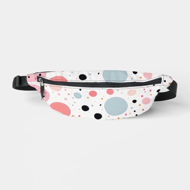 Cute polka dot spotty pattern white bum bags (Front)