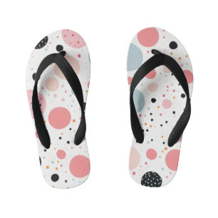 Cute polka dot spotty pattern white kid's thongs