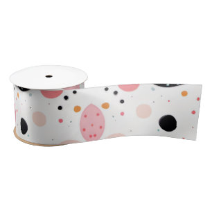 Cute polka dot spotty pattern white satin ribbon