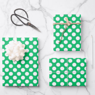 Cute polka dot tiled pattern green wrapping paper sheet
