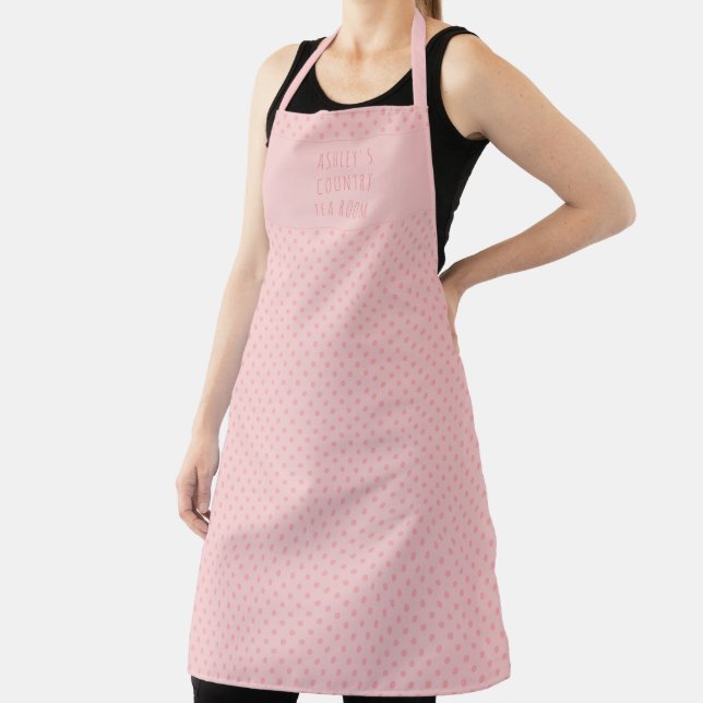 Cute Polka Dot Two Tone Pink Personalized Apron (Insitu)