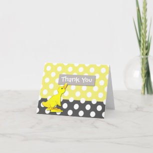 Cute Polka Dot & Yellow Ducky Thank You Card