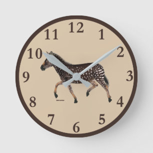 Cute Polka Dot Zebra Round Clock