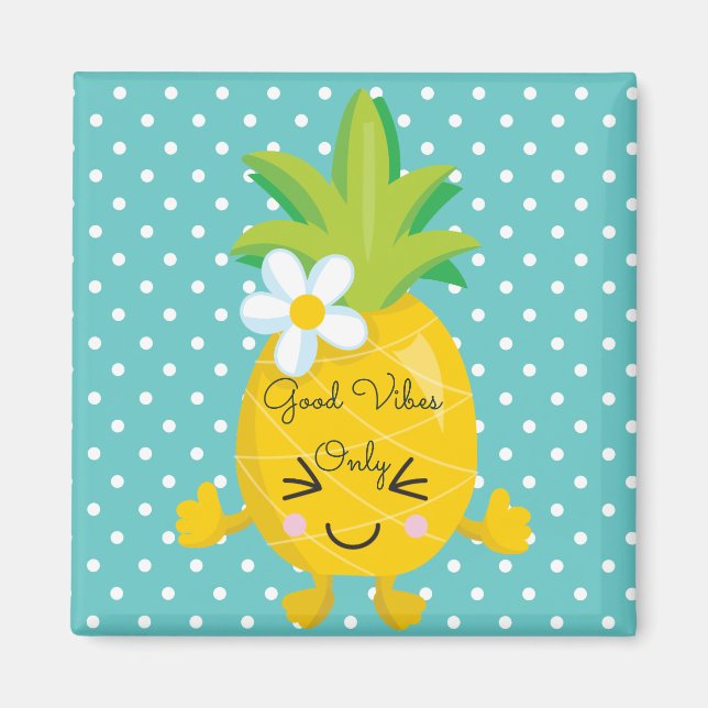 Cute Polka Dots and Pineapple Magnet (Front)