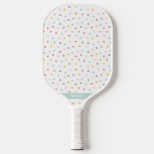 Cute Polka Dots in Pastel Colours Pickleball Paddle