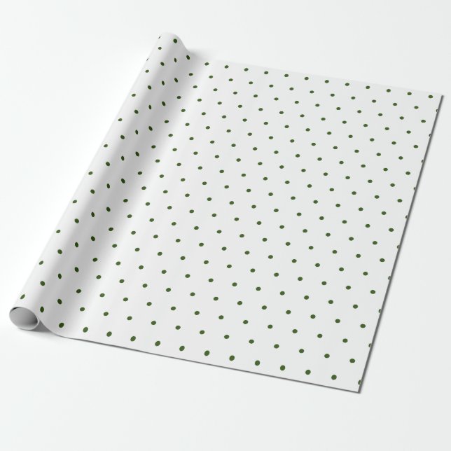 Cute polka dots l Green and white l Birthday Wrapping Paper (Unrolled)