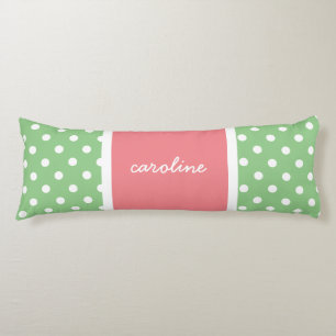 Cute Polka Dots, Lime & Rose, Add your name Body Cushion