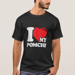 Cute Pomchi Dog Lover Mum Dad I Love my Pomchi Tan T-Shirt