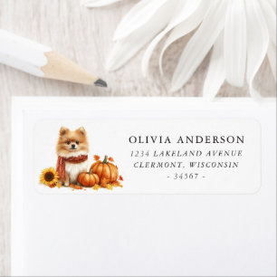 Cute Pomeranian Autumn Return Address Return Address Label