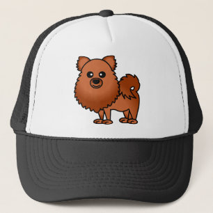 Cute Pomeranian Cartoon - Red Trucker Hat