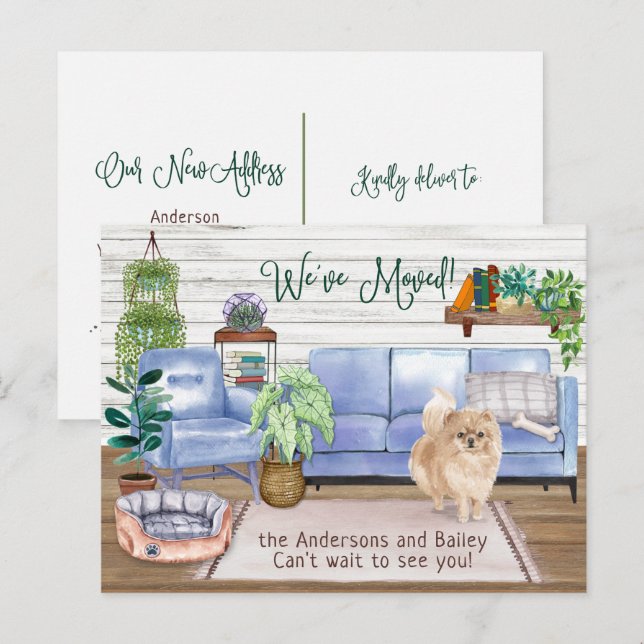 Cute Pomeranian Cosy New Home Moving      Announcement Postcard (Front/Back)