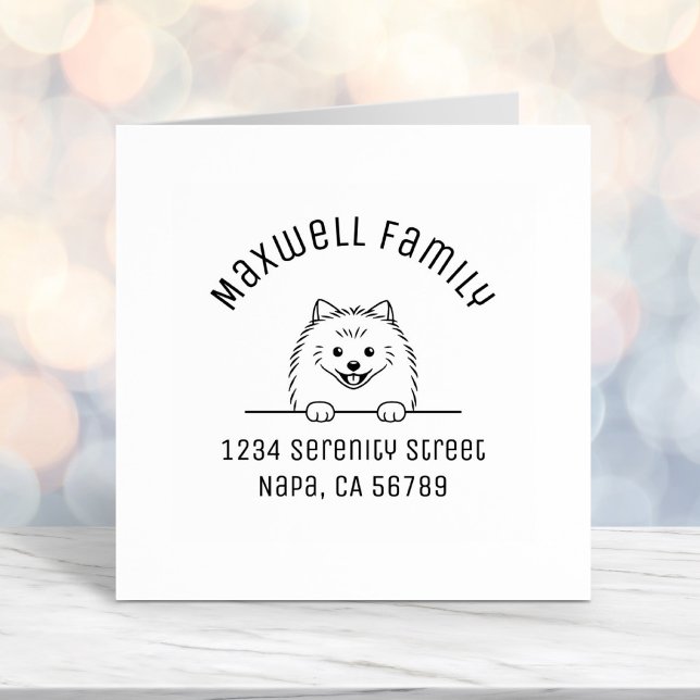 Cute Pomeranian Dog Arch Family Address Self-inking Stamp (Creator Uploaded)