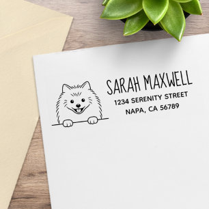 Cute Pomeranian Dog Custom Return Address Rubber Stamp