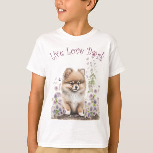 Cute Pomeranian Dog Floral T-Shirt