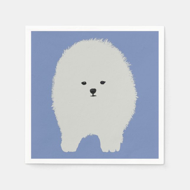 Cute Pomeranian Dog, Fluffy Dog Art   Paper Napkin (Front)