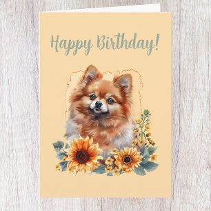 Cute Pomeranian Dog Lover Birthday Card