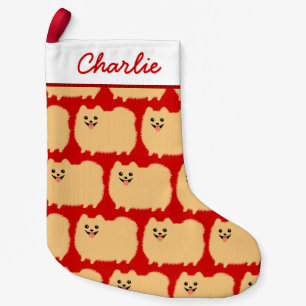 Cute Pomeranian Dog Pattern Pommy Holiday Xmas Small Christmas Stocking