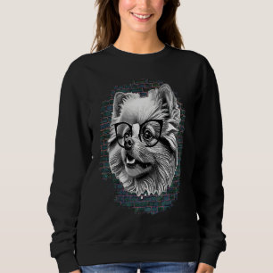 Cute Pomeranian Dog Wearing Nerd Glasses Funny Gra Sweatshirt