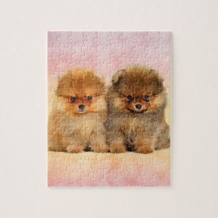 Cute Pomeranian German Spitz  Puppies Jigsaw Puzzle