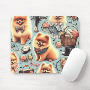 Cute Pomeranian Illustration Mouse Pad