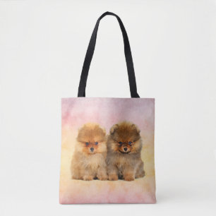 Cute Pomeranian Puppies Tote Bag