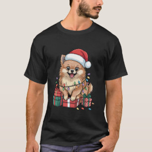 Cute Pomeranian Santa Hat Christmas Pom Dog Lover T-Shirt