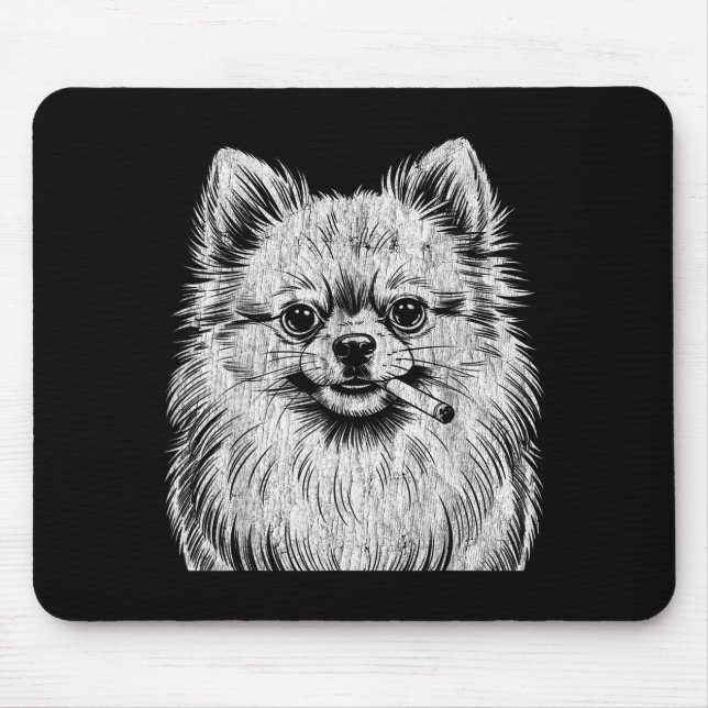 Cute Pomeranian Smoking Meme Dog Mouse Pad (Front)