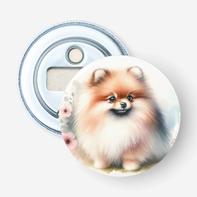 Cute Pomeranian watercolor illustration Bottle Opener (Front)