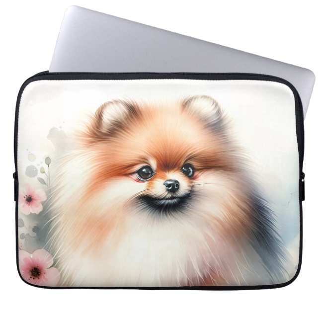 Cute Pomeranian watercolor illustration Laptop Sleeve (Front)