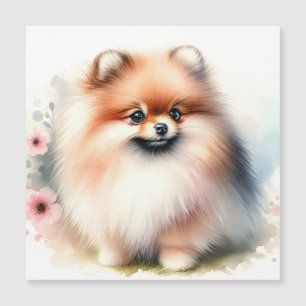 Cute Pomeranian watercolor illustration Magnetic Invitation