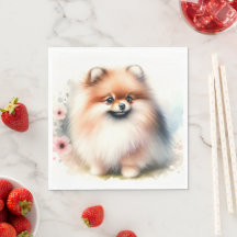 Cute Pomeranian watercolor illustration