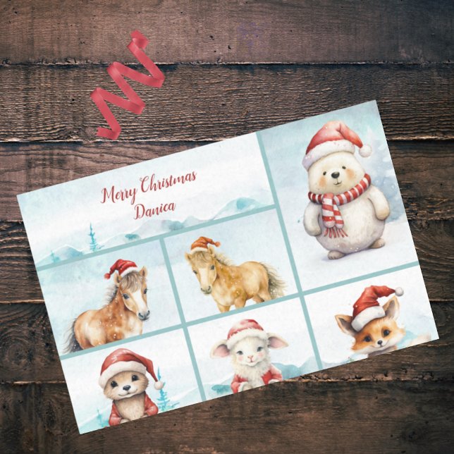 Cute Ponies Otter Fox Bear Lamb Merry Christmas Tissue Paper (Creator Uploaded)