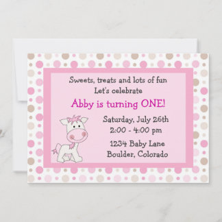 Cute Pony 1st Birthday Invitation for Girls