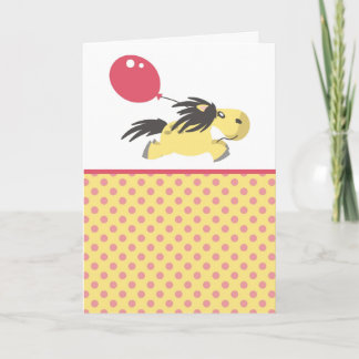 Cute Pony & Balloon Greetings Card