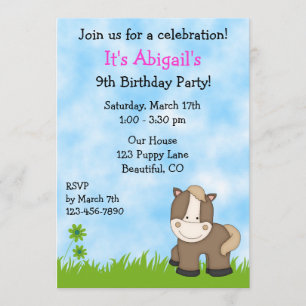 Cute Pony Birthday Invitation for Girls