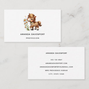 Cute Pony Eating Daisies Business Card