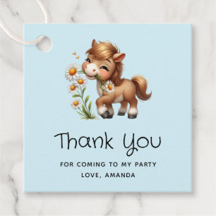 Cute Pony Eating Daisies Thank You Favour Tags