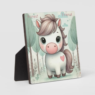 Cute Pony in a Whimsical Forest Tabletop Plaque