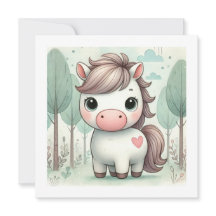Cute Pony in Whimsical Forest Greeting Card