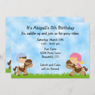 Cute Pony Party Girls and Boys Horse Birthday Invitation