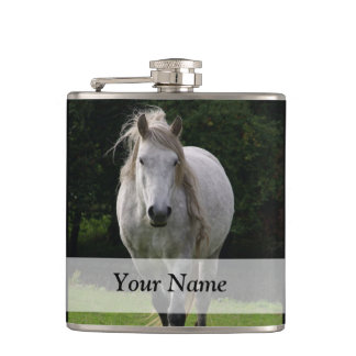 Cute pony photograph hip flask
