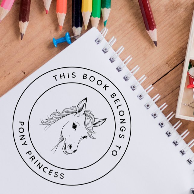 Cute Pony Princess This Book Belongs To Kid's Name Rubber Stamp (Creator Uploaded)