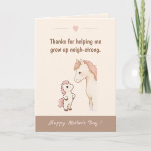Cute Pony Pun in Neutral Aesthetic Style Grow up  Card