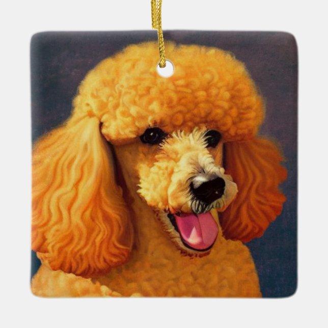 Cute Poodle Ceramic Ornament (Front)