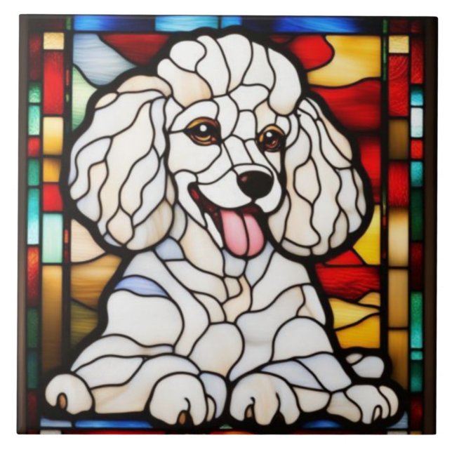 Cute Poodle Decorative Ceramic Tile (Front)